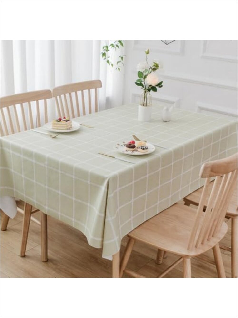 Vinyl Tablecloth Rectangular Waterproof PVC Plaid Table Cover 54x108